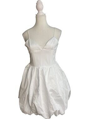 Zara Poplin Mini Jumpsuit Dress White